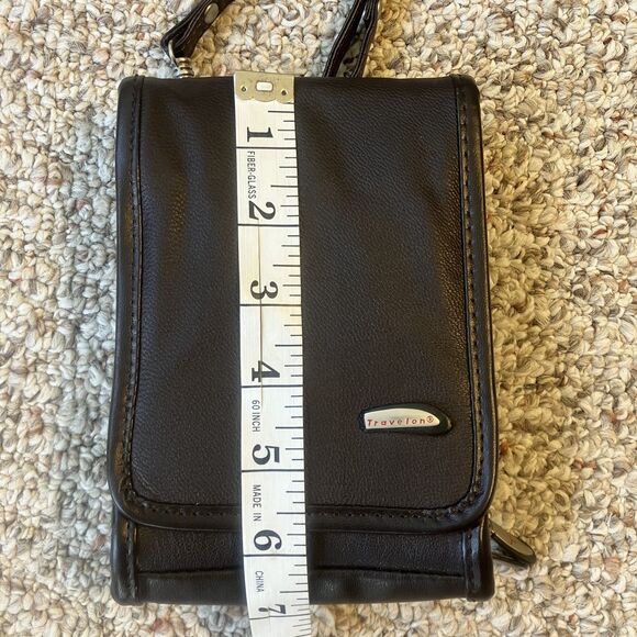Travelon Small Crossbody Bag Black Leather Travel Pockets Adjustable Strap - Picture 11 of 14